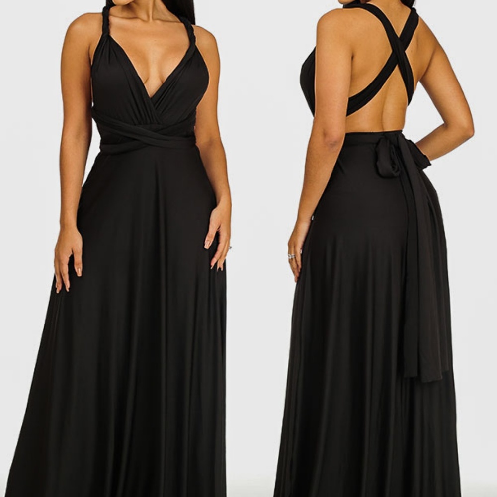 Black Convertible Satin Gown